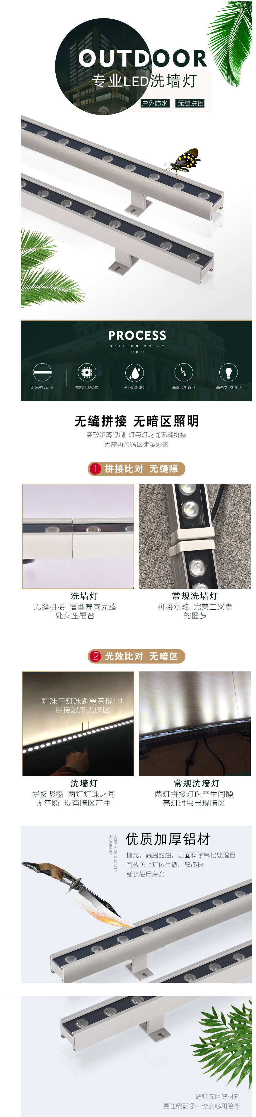 無縫對接，結(jié)構(gòu)防水洗墻燈